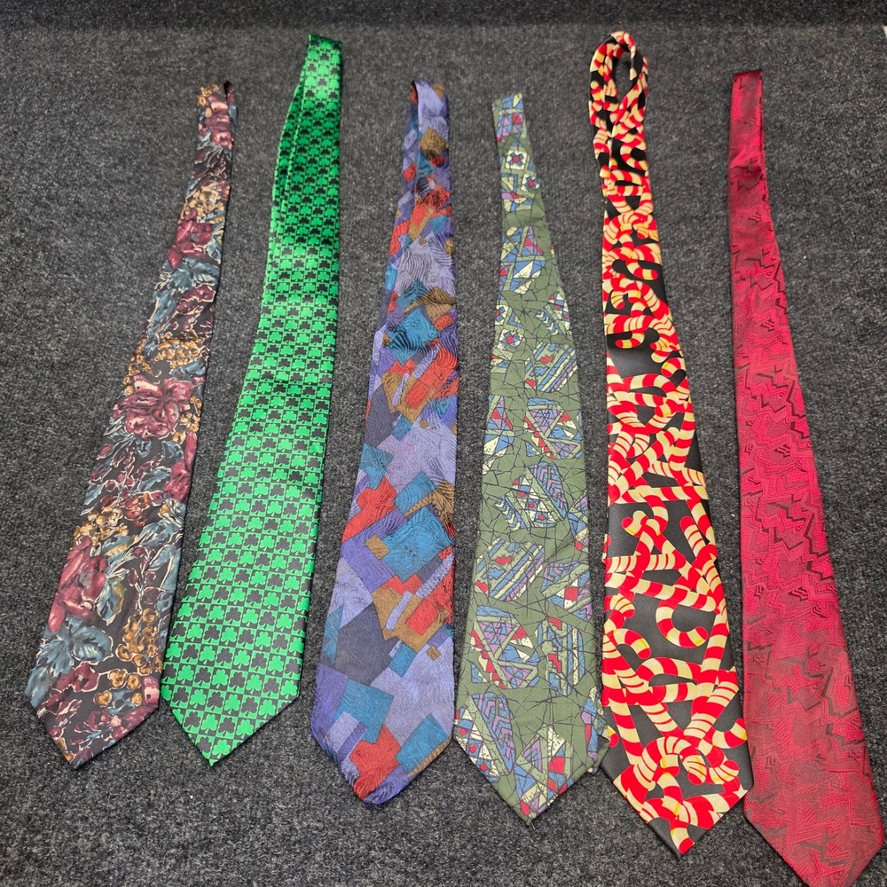 Vintage Mens Necktie Lot of 6 Bugatti Van Heusen Structure Gospitality Silk Tie